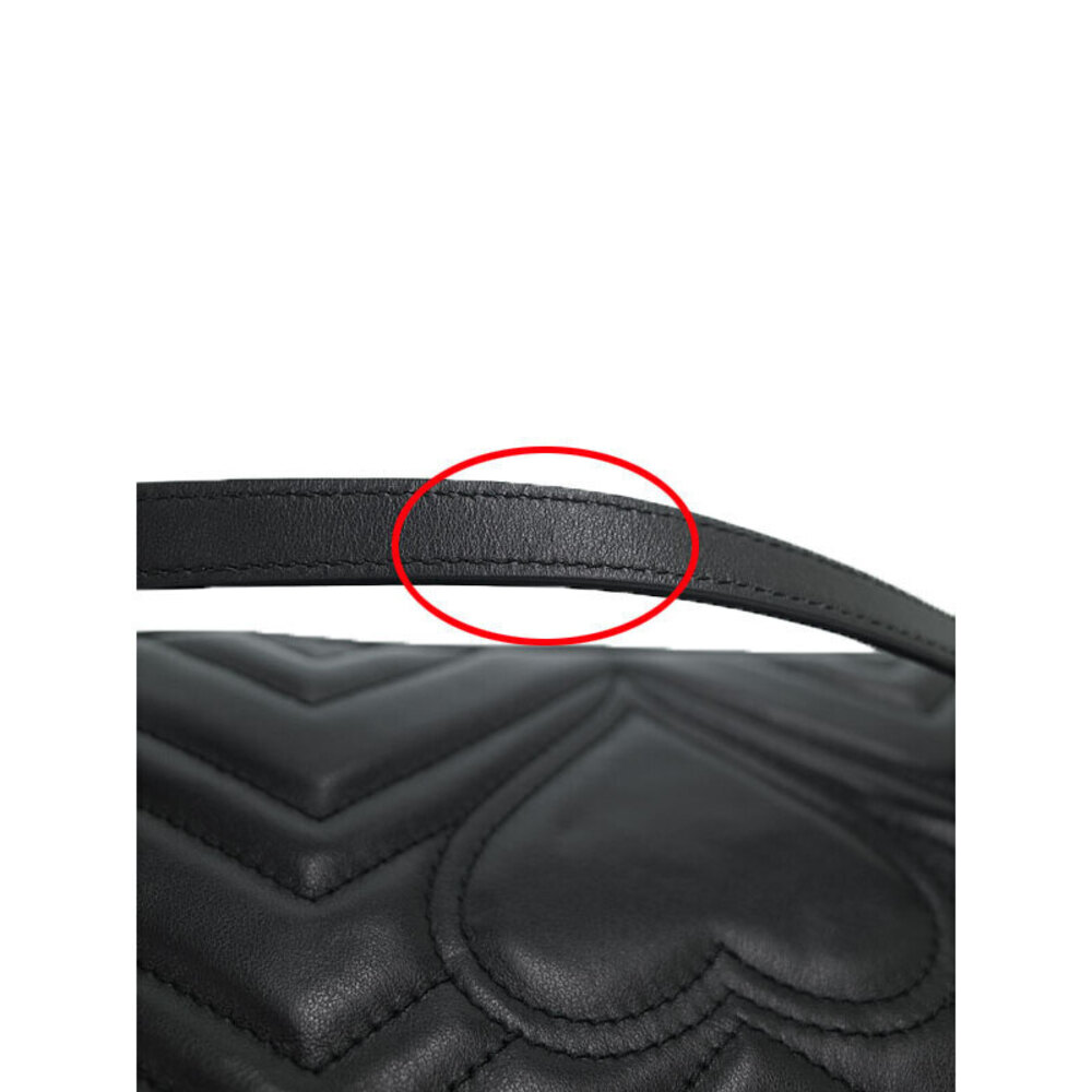 Gucci Chain Shoulder Bag Black Quilted Marmont GG - Picture 7 of 9